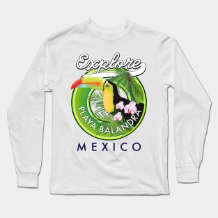 explore Playa Balandra mexico retro logo Long Sleeve T-Shirt
